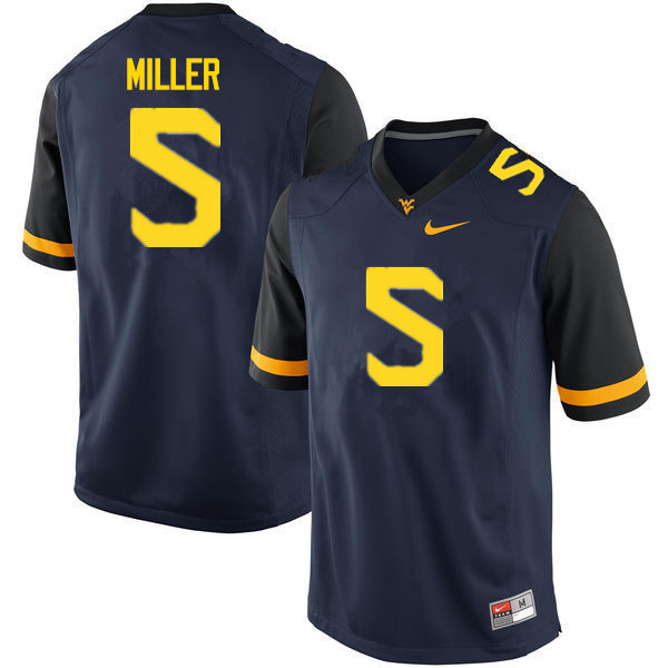 NCAA Men's Dreshun Miller West Virginia Mountaineers Navy #5 Nike Stitched Football College Authentic Jersey KF23E35LR